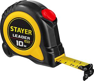 STAYER Leader, 10 м х 25 мм, рулетка с автостопом, Professional (3402-10-25)