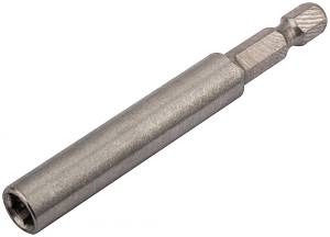 Адаптер для бит, магнитный фиксатор (с кольцом), цельнометаллический, нерж.сталь, Профи 75 мм FIT