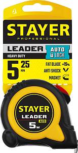 STAYER Leader, 5 м х 25 мм, рулетка с автостопом, Professional (3402-5)