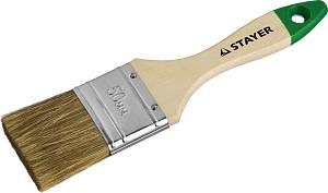 STAYER LASUR, 50 мм, 2″, смешанная щетина, деревянная ручка, для высокотекучих ЛКМ, плоская кисть (01031-50)
