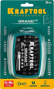 KRAFTOOL Grand-32, с магнитным адаптером 32 шт, набор бит (26083-H32)
